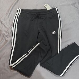 Adidas Black Joggers with White Stripes BNWT